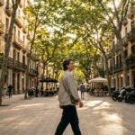 Persona paseando por Barcelona para cuidar su bienestar emocional