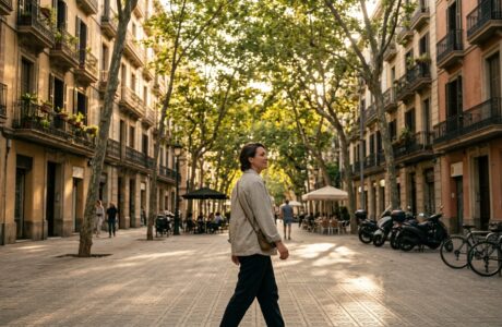 Persona paseando por Barcelona para cuidar su bienestar emocional
